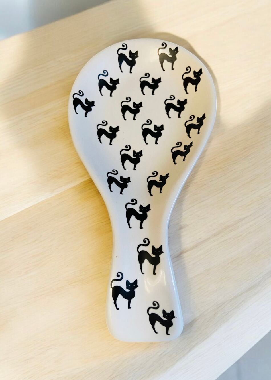 NEW Market Finds Spooky Arching Black Cat Cats Hand Painted Ceramic Spoon Rest